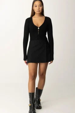 Elisabetta Franchi Body In Punto Rete con Pattern LogoNERO