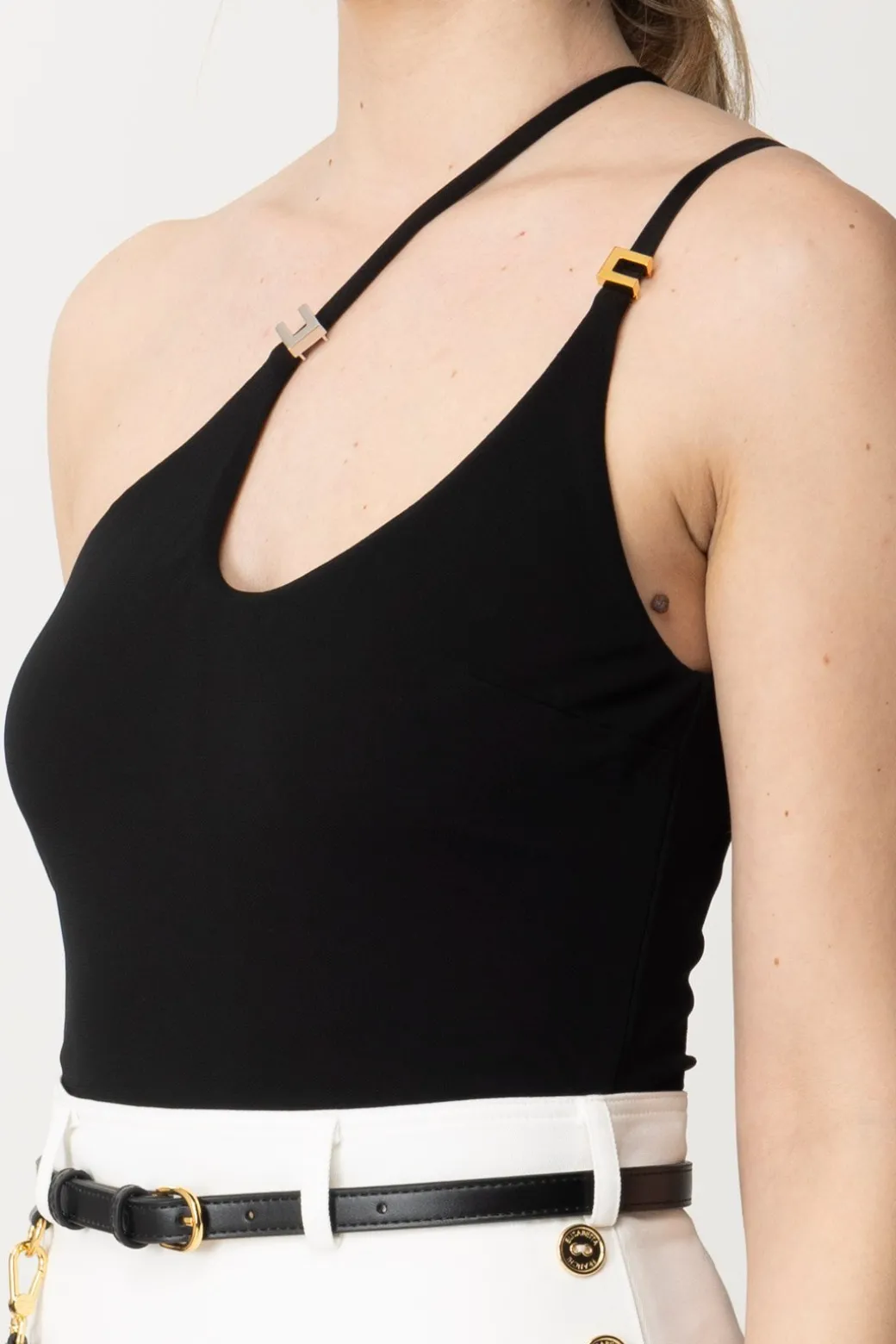 Elisabetta Franchi Body In Jersey MonospallaNERO