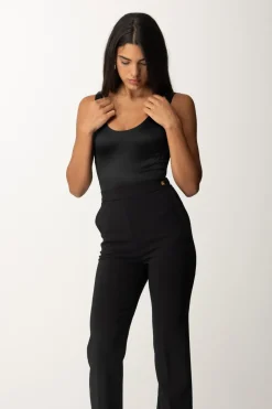 Elisabetta Franchi Body In Lycra con Bande LogateNERO