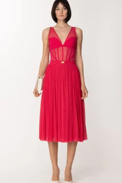 Elisabetta Franchi Body In Tulle Effetto BustierFUXIA