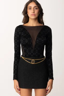 Elisabetta Franchi Body In Tulle e LycraNERO