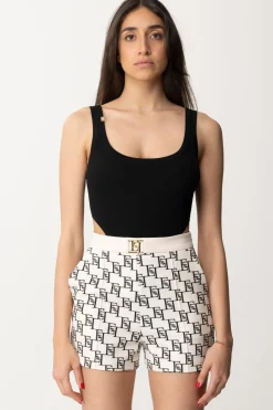 Elisabetta Franchi Body Sgambato a CostineNERO