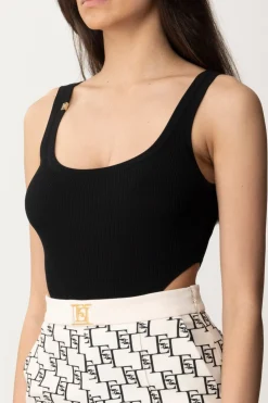 Elisabetta Franchi Body Sgambato a CostineNERO