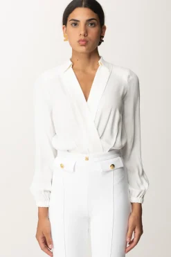 Elisabetta Franchi Body Scollo a Incrocio In GeorgetteAVORIO