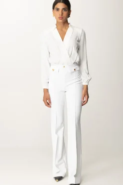 Elisabetta Franchi Body Scollo a Incrocio In GeorgetteAVORIO