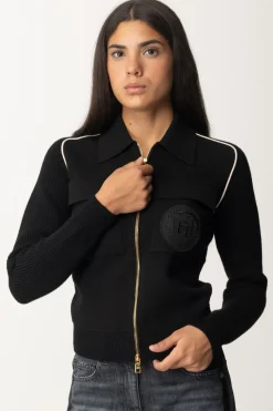 Elisabetta Franchi Bomber In Viscosa con Patch LogoNERO/BURRO