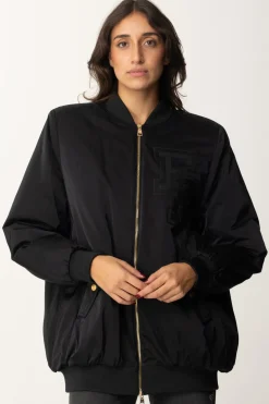 Elisabetta Franchi Bomber In Nylon con Maxi LogoNERO