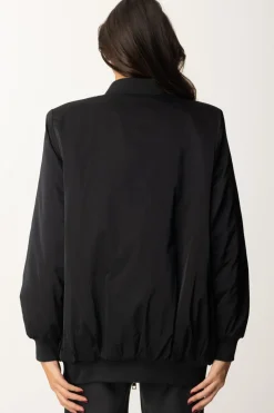 Elisabetta Franchi Bomber In Nylon con Maxi LogoNERO