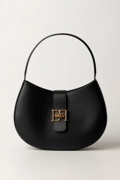 Elisabetta Franchi Borsa Hobo Grande con LogoNERO