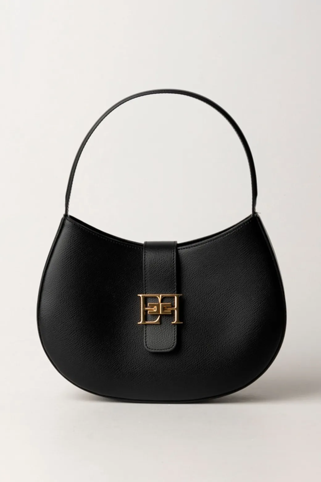 Elisabetta Franchi Borsa Hobo Grande con LogoNERO