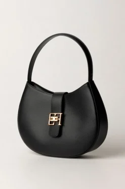 Elisabetta Franchi Borsa Hobo Grande con LogoNERO