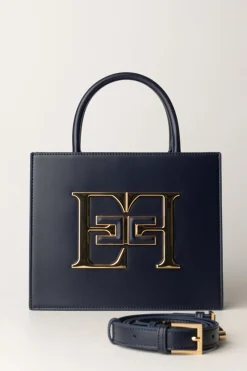 Elisabetta Franchi Borsa a Mano Piccola con LogoNAVY