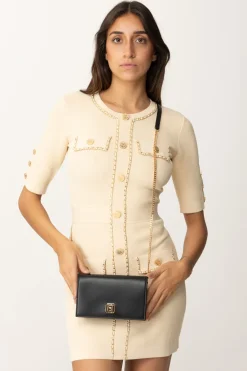 Elisabetta Franchi Borsa a Tracolla In Nappa con Placca LogoNERO