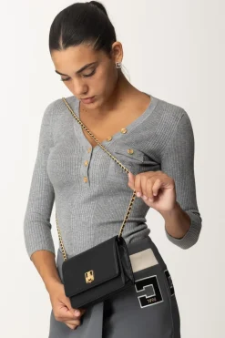 Elisabetta Franchi Borsa a Tracolla con Placca LogataNERO