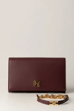 Elisabetta Franchi Borsa Baguette In Nappa con Placca LogoROUGE NOIR
