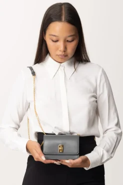 Elisabetta Franchi Borsa a Tracolla In Nappa LucidaSTEEL