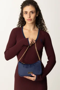 Elisabetta Franchi Borsa con Doppia Tracolla e LogoNAVY