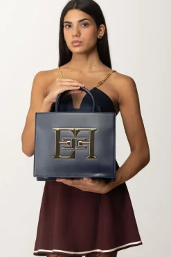Elisabetta Franchi Borsa a Mano Media con LogoNAVY
