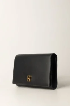 Elisabetta Franchi Borsa Baguette In Nappa con Placca LogoNERO