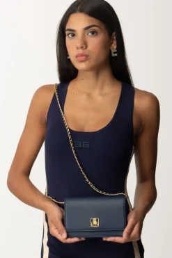 Elisabetta Franchi Borsa a Tracolla con Placca LogataNAVY