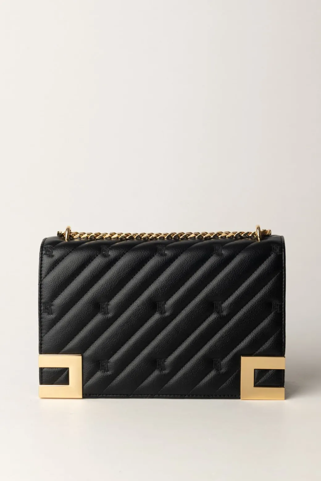 Elisabetta Franchi Borsa Trapuntata Grande con LoghiNERO