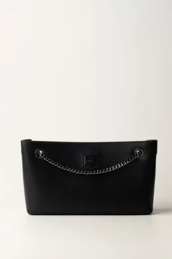 Elisabetta Franchi Borsa a Tracolla con Scudetto In Metallo SilverNERO