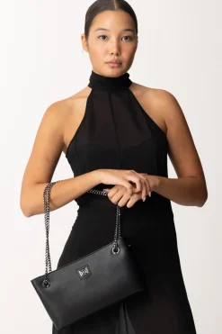 Elisabetta Franchi Borsa a Tracolla con Scudetto In Metallo SilverNERO