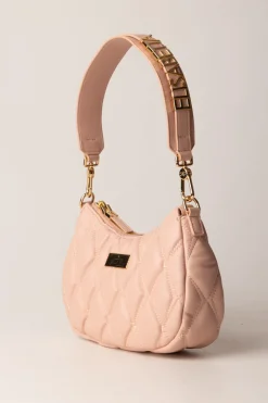 Elisabetta Franchi Borsa Hobo In Tessuto Embossed con LetteringCARNE