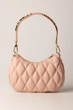 Elisabetta Franchi Borsa Hobo In Tessuto Embossed con LetteringCARNE