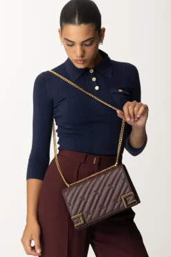 Elisabetta Franchi Borsa Trapuntata Grande con Loghirouge NoirROUGE NOIR