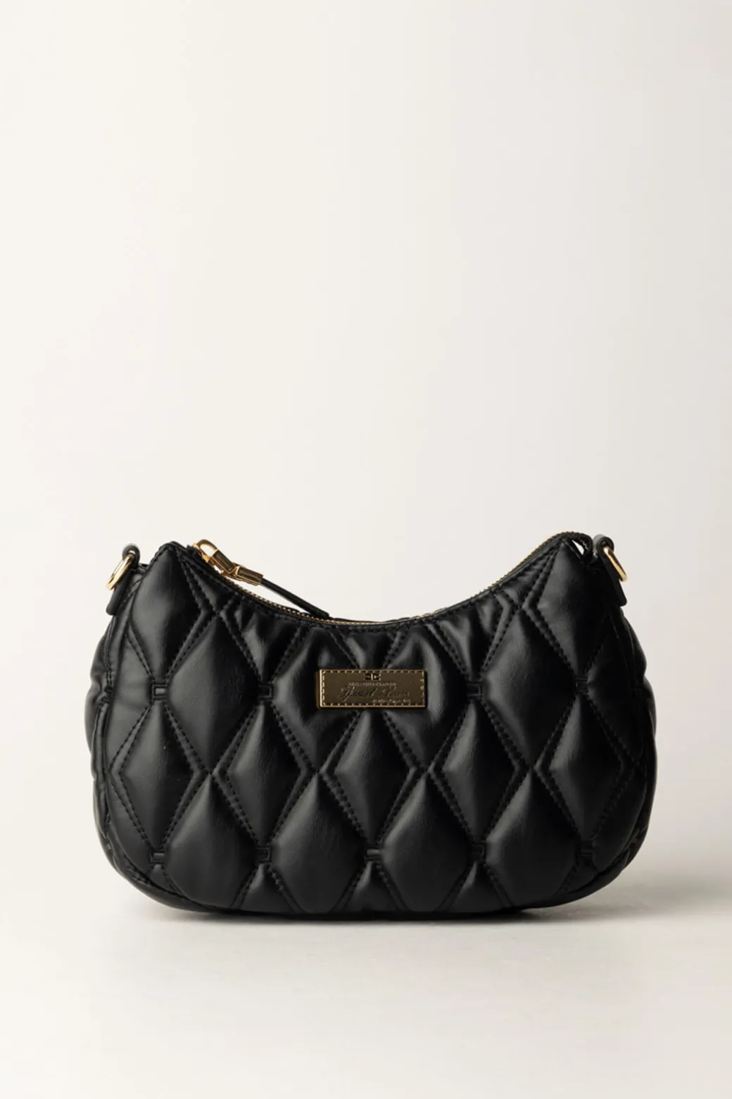 Elisabetta Franchi Borsa Hobo In Tessuto Embossed con LetteringNERO