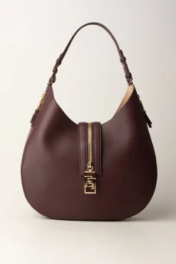 Elisabetta Franchi Borsa Hobo Grande Pelle con ZipROUGE NOIR