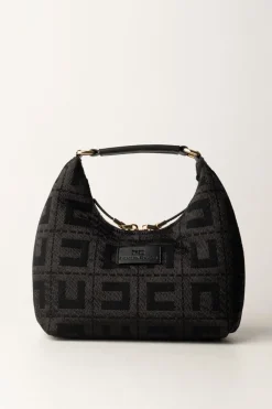 Elisabetta Franchi Borsa Hobo In Tessuto JacquardNERO