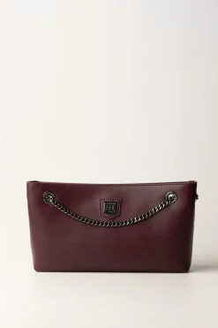 Elisabetta Franchi Borsa a Tracolla con Scudetto In Metallo SilverROUGE NOIR