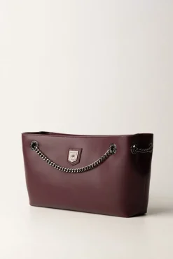 Elisabetta Franchi Borsa a Tracolla con Scudetto In Metallo SilverROUGE NOIR