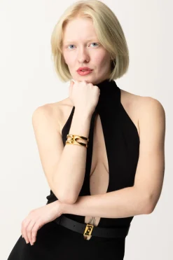 Elisabetta Franchi Bracciale Rigido LogatoORO GIALLO