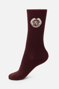 Elisabetta Franchi Calzini In Cashmere con Ricamo LogoROUGE NOIR/BURRO