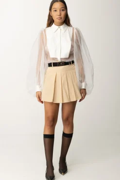 Elisabetta Franchi Camicia a Body In Organza con PlastronAVORIO