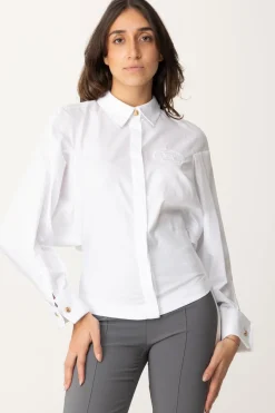 Elisabetta Franchi Camicia con Ricamo Logo StemmaBIANCO