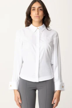 Elisabetta Franchi Camicia con Ricamo Logo StemmaBIANCO