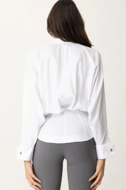 Elisabetta Franchi Camicia con Ricamo Logo StemmaBIANCO