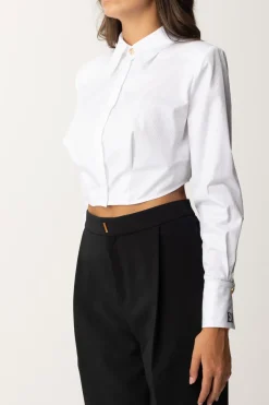 Elisabetta Franchi Camicia Crop con Fondo AsimmetricoBIANCO