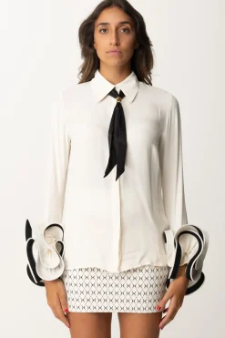 Elisabetta Franchi Camicia con Ruches e FoulardBURRO/NERO
