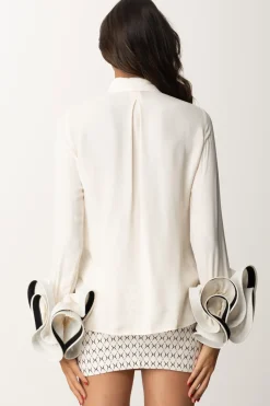 Elisabetta Franchi Camicia con Ruches e FoulardBURRO/NERO