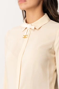 Elisabetta Franchi Camicia con Fiocchetto In SatinCREMA