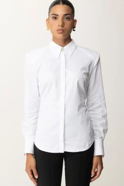 Elisabetta Franchi Camicia Basic con Spalle StrutturateBIANCO