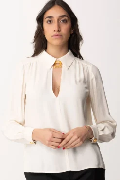 Elisabetta Franchi Camicia con Accessorio Al Collo e Scollo Sul RetroBURRO