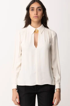 Elisabetta Franchi Camicia con Accessorio Al Collo e Scollo Sul RetroBURRO