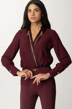 Elisabetta Franchi Camicia Body a Incrocio con ZipROUGE NOIR