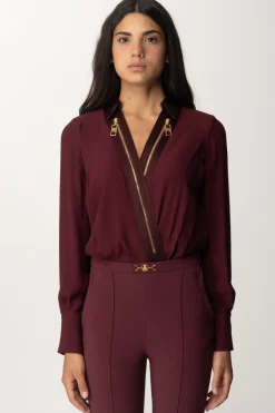 Elisabetta Franchi Camicia Body a Incrocio con ZipROUGE NOIR